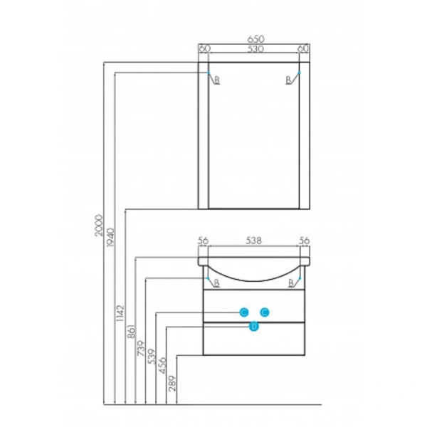 Тумба под раковину подвесная Акватон Ария 65М 60 см коричневая, нет в наличии - фото 2
