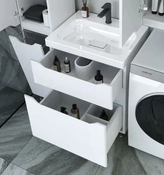 Тумба под раковину напольная Style Line Марелла Люкс Plus 60 см белый матовый антискрейтч, моноблок - фото 5