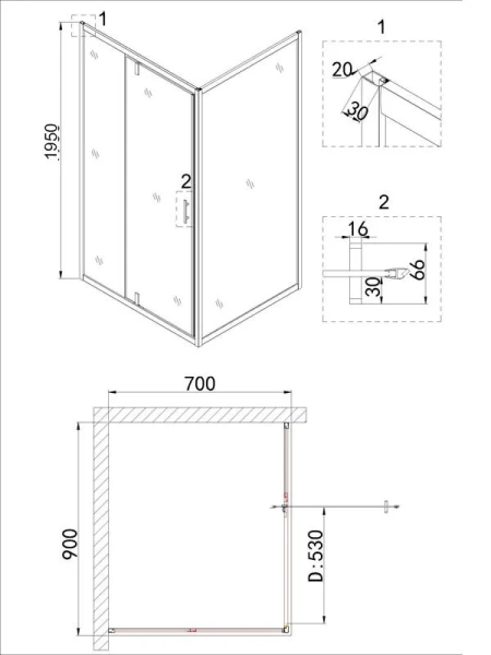 Душевая дверь в нишу Niagara Nova 90 см распашная - фото 2