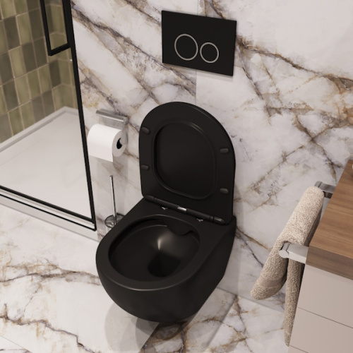 Унитаз подвесной Ceruttispa Sella черный, безободковые, сиденье с микролифтом , с антивсплеском - фото 5