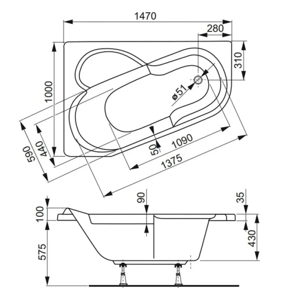 Ванна акриловая Vagnerplast Selena 147×100 см левая - фото 3