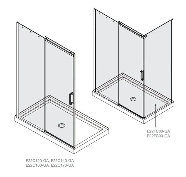Душевой уголок 170, цвет профиля хром, Jacob Delafon CONTRA, современные, hi-tech - фото 2