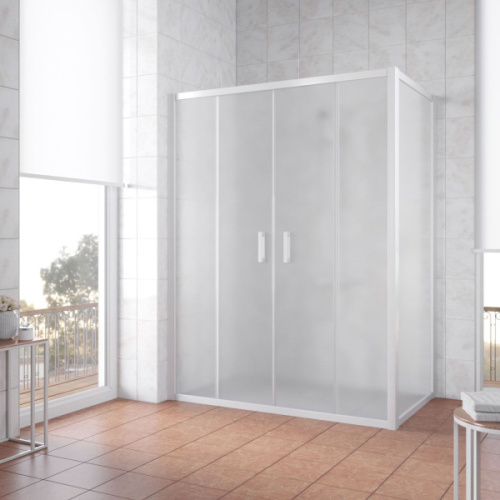 Душевой уголок профиль черный матовый стекло сатин Vegas-glass - фото 1