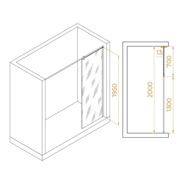 Душевая перегородка RGW Walk In WA-034 351003407 70 см алюминий - фото 2