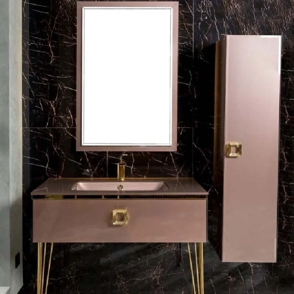 Тумба с раковиной напольная Boheme Lucido 770-080-PU 80 см лиловая, низкие ножки - фото 3