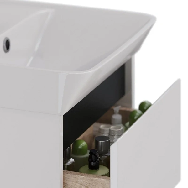 Тумба под раковину подвесная Lemark Combi 45 см черная декоративная планка, 45 см - фото 6