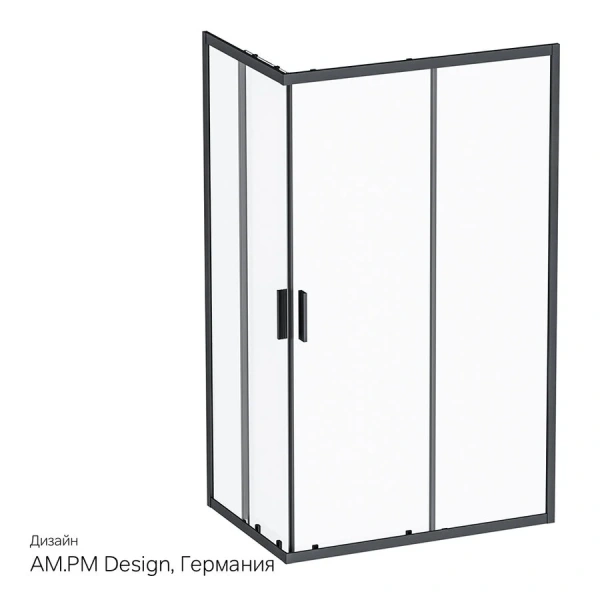 Душевой уголок Am.Pm Gem S 120x80 см профиль черный матовый, стекло прозрачное - фото 1
