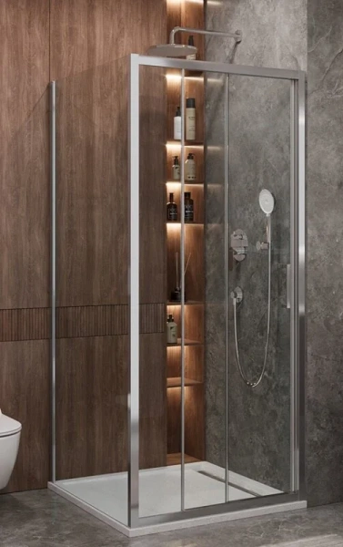 Душевой уголок Cezares Molveno 100х90 см стекло прозрачное профиль хром - фото 1