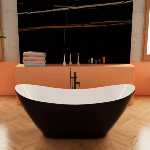 Ванна акриловая Frank F6107, 12520, 170 х 75 см, цвет белый/черный - фото 4