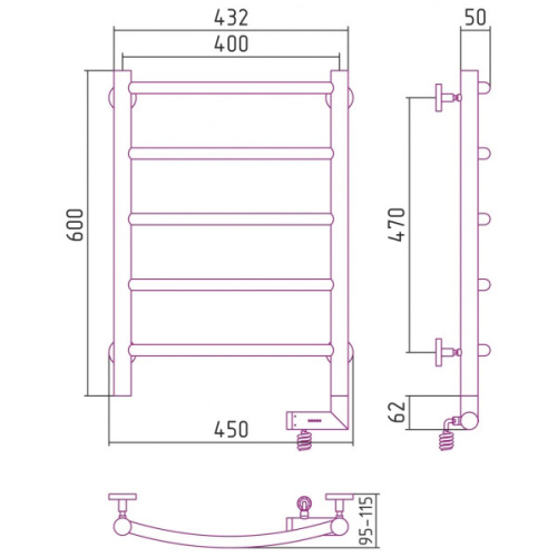 Полотенцесушитель электрический Сунержа Галант 2.0 40x60 см правый - фото 3
