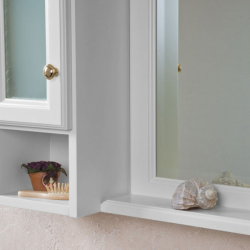 Шкаф для ванной, петли слева, цвет белый матовый, фурнитура золото, La Beaute Michel, по запросу index_1 - фото 4