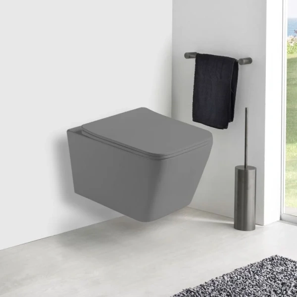 Унитаз подвесной Vincea Q-Line серый матовый, прямоугольной формы - фото 9