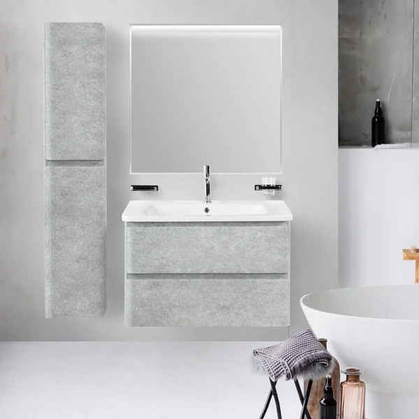 Тумба под раковину подвесная BelBagno Albano-Cer 80 см cemento verona grigio, современная, hi-tech, лофт - фото 3