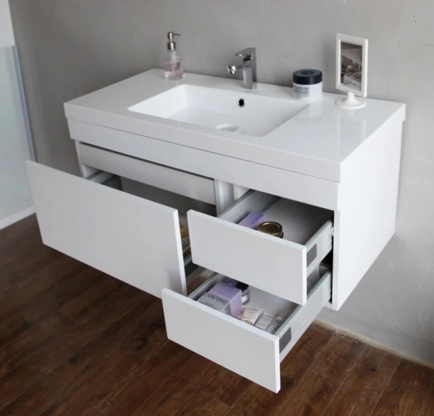 Тумба с раковиной подвесная BelBagno Luce BB1000VAC с тремя выкатными и одним выдвижным ящиками - фото 2