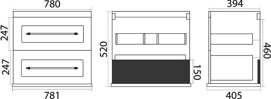 Тумба с раковиной подвесная Misty Марта П-Мрт09080-0 80 см с ящиками, по запросу, нет в наличии - фото 2