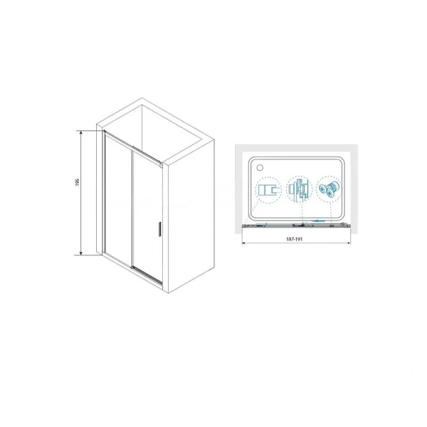 Душевая дверь в нишу RGW Leipzig Le-12B 190 см профиль черный, современные, hi-tech - фото 2