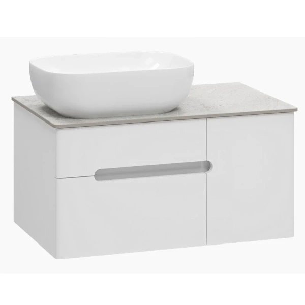 Тумба с раковиной подвесная Misty Роял П-Роя-01080-0 80 см с двумя ящиками, белая, черная - фото 7