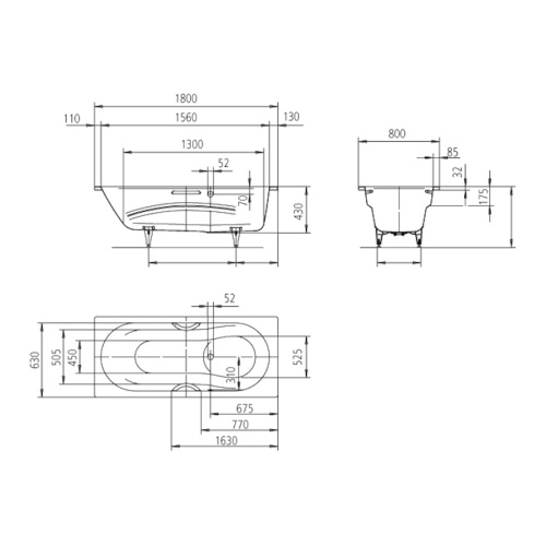 Ванна с водоотталкивающим покрытием  Kaldewei Ambiente, глубокие - фото 3