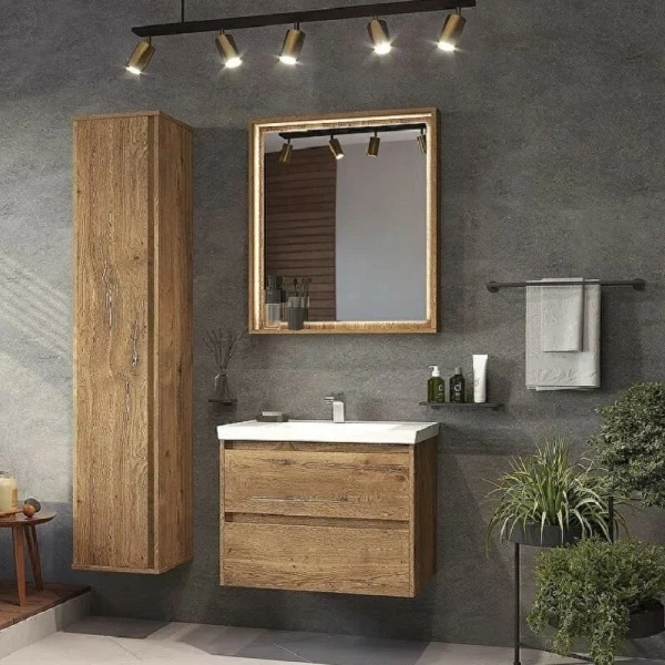 Зеркало с подсветкой Brevita Dallas 70 см дуб галифакс олово - фото 4