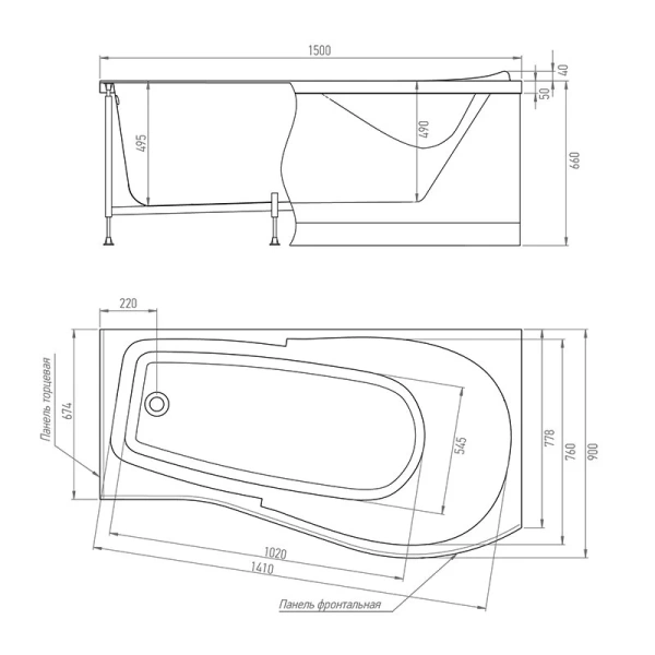 Ванна акриловая Timo Vino 150x90 см левосторонняя - фото 3