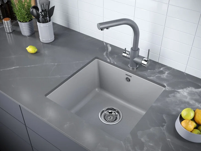 Смеситель для кухни Paulmark Essen серый металлик, современные, hi-tech - фото 3