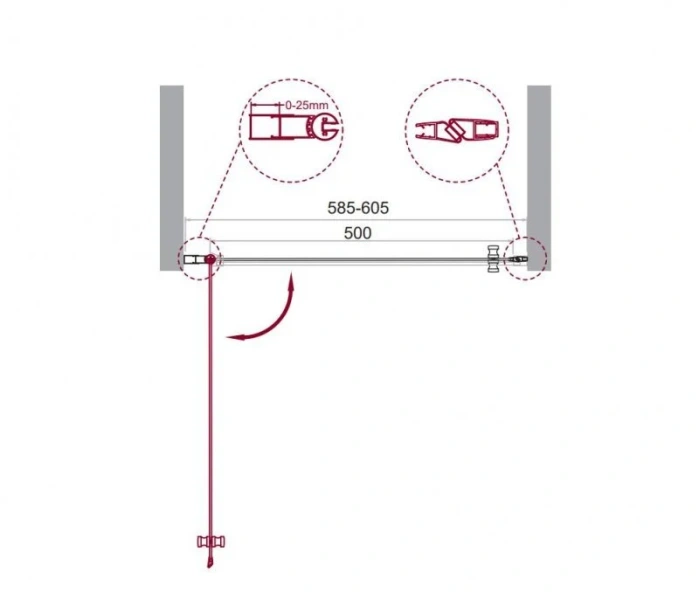 Душевая дверь в нишу BelBagno Etna 60 см с прозрачным стеклом, современные, hi-tech - фото 2