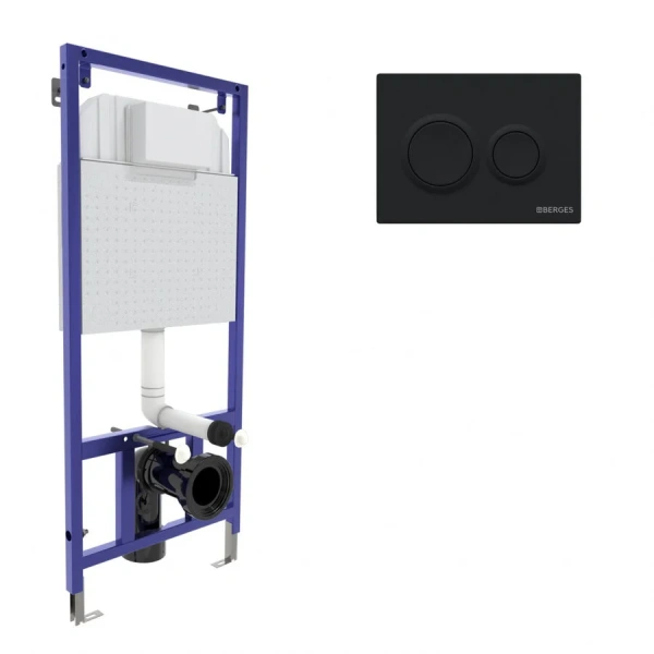 Инсталляция для унитаза BERGES Novum кнопка черная Soft Touch - фото 1