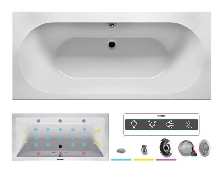 Ванна гидромассажная Riho Carolina 190 x 80 см, JOY2 - фото 1