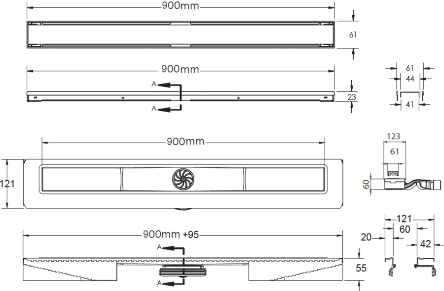 Душевой лоток BERGES B1 Keramik 90 см хром матовый, стандартные index_1 - фото 12