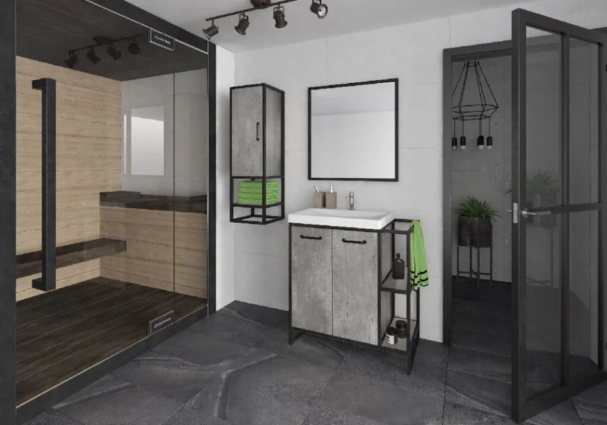 Тумба с раковиной напольная Style Line Лофт ЛС-000010019 80 см прямоугольная , серая, комбинированная - фото 7