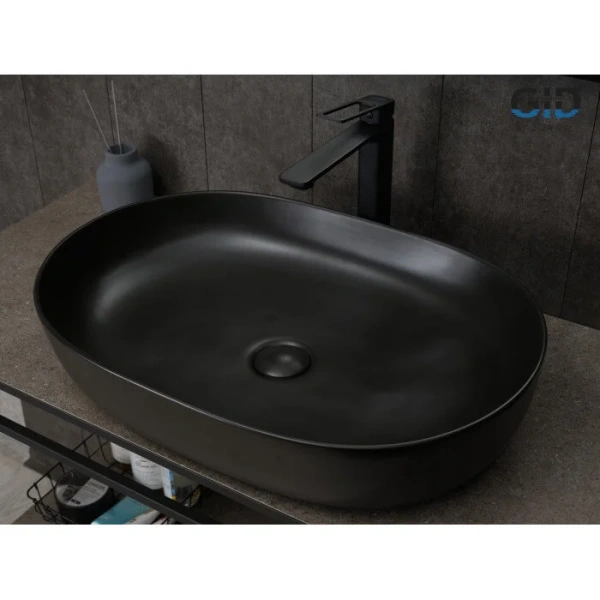 Раковина GID Lago Bm1348 61 см черная, в форме чаши, круглой формы - фото 5