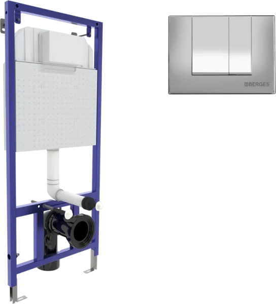 Инсталляция для унитаза Berges Novum клавиша S2 матовый хром, с кнопкой - фото 5