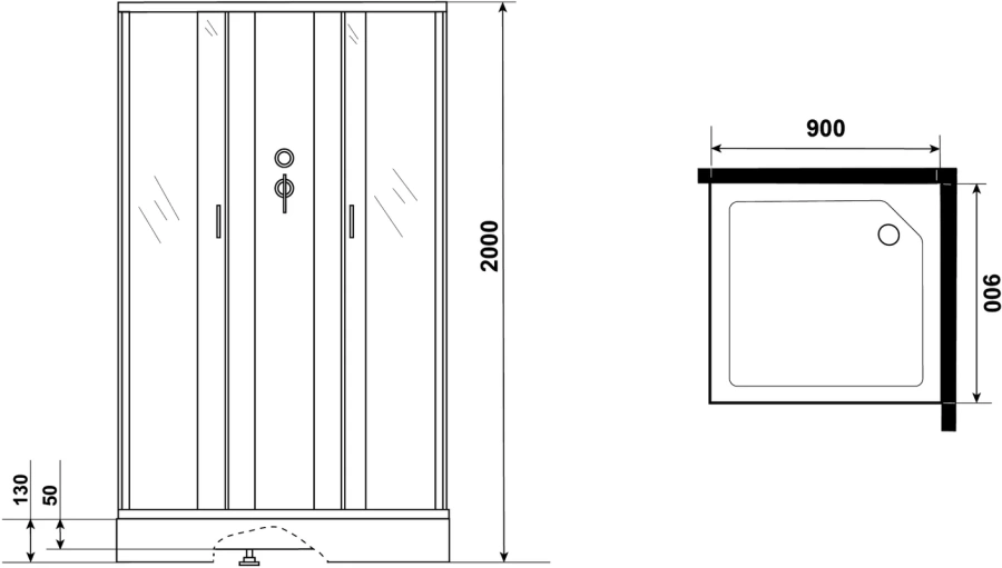 Душевая кабина Niagara Classic 90х90 см с гидромассажем, 90х90 index_1 - фото 15