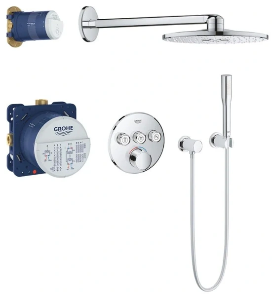Душевая система GROHE SmartControl с душевым гарнитуром и верхним душем 34709000 - фото 1