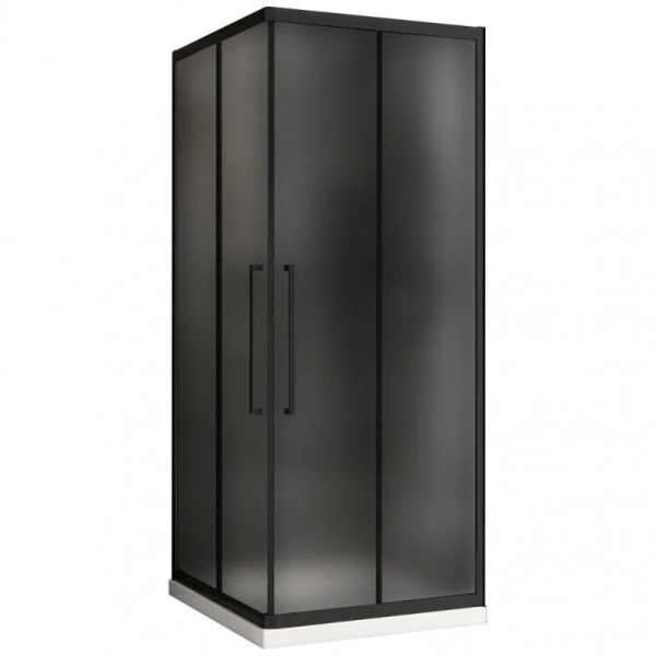 Душевой уголок Abber Schwarzer Diamant 90x90 см профиль черный, стекло матовое - фото 1