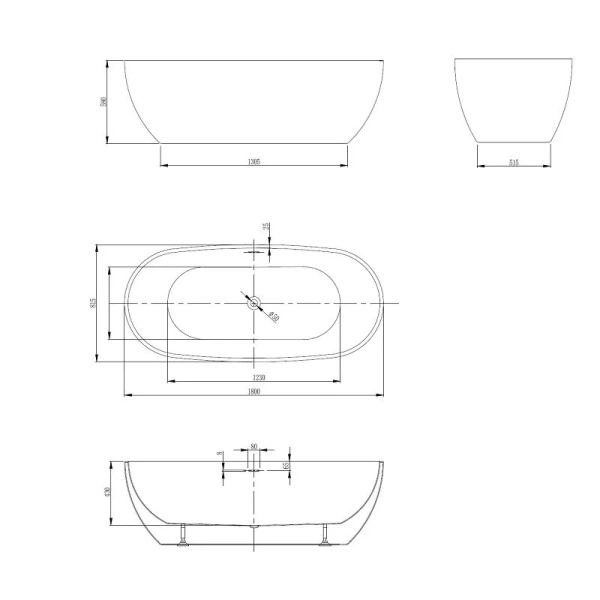 Ванна акриловая Abber AB9263-1.8, 180 x 80 см, цвет белый - фото 2