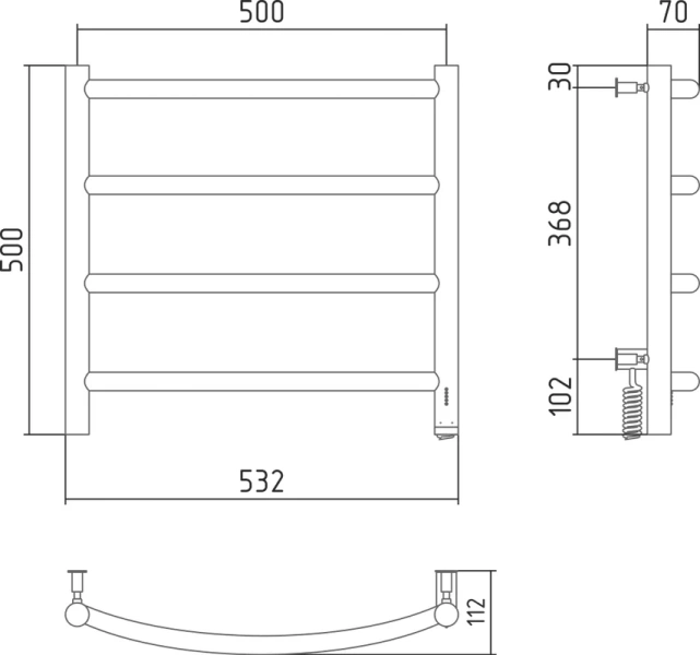 Полотенцесушитель электрический Сунержа Галант 4.0 50х50 см правый, белый матовый, лесенка, вертикальные - фото 4
