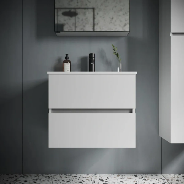 Тумба с раковиной подвесная Sancos Urban UR60W 60 см с ящиками, современная, hi-tech - фото 3