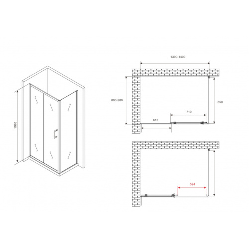 Схема, стеклянные, угловые, без поддона - фото 6
