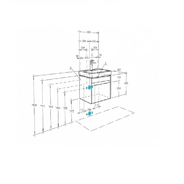 Тумба с раковиной подвесная Акватон Марти 1A263201MY010 55 см с выдвижным ящиком, в наличии - фото 2