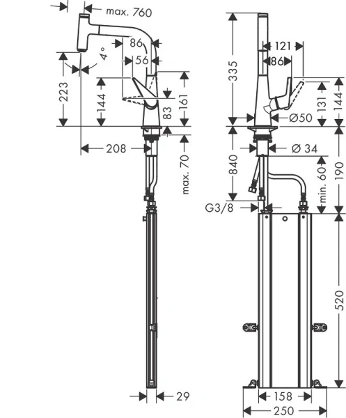 Смеситель для кухни Hansgrohe Talis Select M сталь, для кухни - фото 2