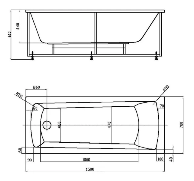 Ванна акриловая Azario Enrica AV.0030150 150 x 70 см, белая - фото 2