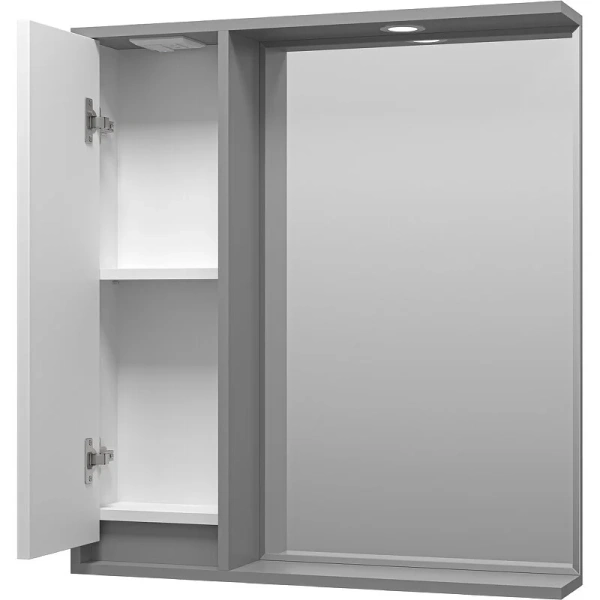 Зеркальный шкаф с подсветкой Brevita Balaton 75 см белый/серый, левый, недорогo, с подсветкой, с розеткой, левый - фото 7