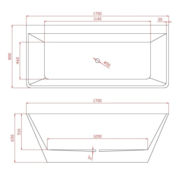 Ванна акриловая Azario Oxford OXF17083 170 х 83 x 63 см пристенная, белая - фото 2