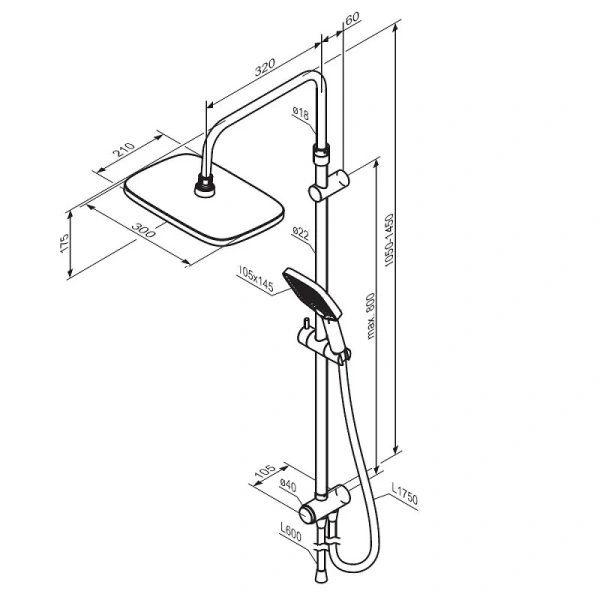 Душевая стойка Damixa Gala хром, современные, hi-tech - фото 2