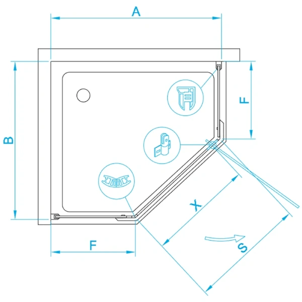 Душевой уголок RGW Hotel HO-081 90x90 см профиль хром, стекло матовое - фото 3