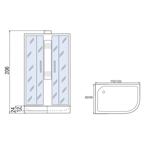 Душевая кабина River MOHOMAХ Б/K 110/80/44 MЗ 110x80 см - фото 4