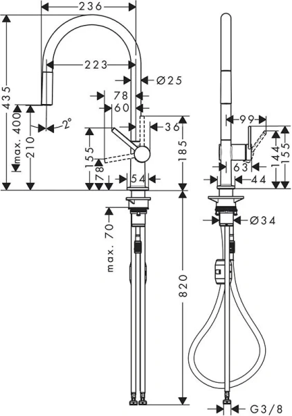 Смеситель для кухни Hansgrohe Talis M54 однорычажный, для кухни - фото 2
