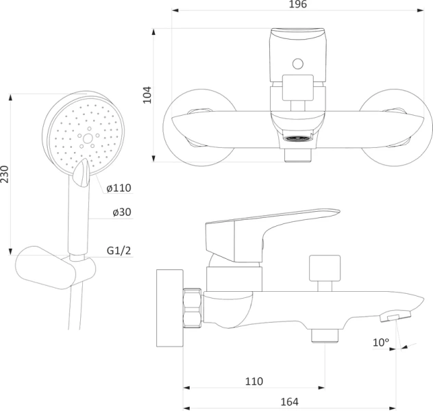 Смеситель для ванны Damixa Palace Grand хром - фото 2