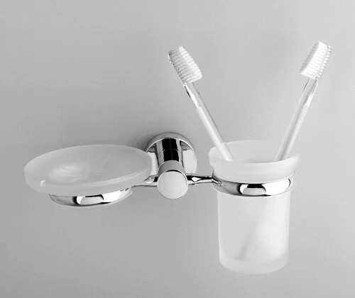 Стакан для ванной и мыльница WasserKRAFT Donau хром - фото 3